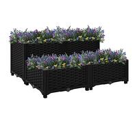 Aiuola rialzata per balcone, aiuola rialzata, 80 x 80 x 38 cm, in polipropilene, per giardini, terrazze, prati