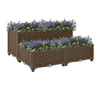 Aiuola rialzata per balcone, aiuola rialzata, 80 x 80 x 38 cm, in polipropilene, per giardini, terrazze, prati