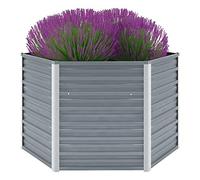 Aiuola rialzata per balcone, aiuola rialzata da giardino, in acciaio zincato, 129 x 129 x 77 cm, colore grigio, per giardini, terrazze, prati