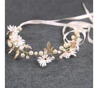 AIUPUOC Cerchietto per capelli con margherita per ragazze, con perle, accessorio per capelli da principessa, per matrimoni, feste e fotografie, 1 pezzo