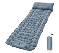 AIUTG Materasso da campeggio autogonfiabile for 1 persona con pompa a pedale e cuscino integrati, materasso gonfiabile da campeggio 196 x 68 x 8 cm, telo impermeabile in nylon TPU 40D for tenda(Gris)
