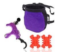 Aiuto per Il Rilascio dell'Arco Composto - Impugnatura Portatile Convertibile a 3/4 Dita per Competizione, con Smorzatori per Flettenti a Forma di Teschio e Borsa Oxford Montata in Vita(Purple)