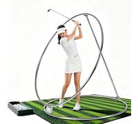 Aiuto per l'allenamento del Golf Regolabile - Allenatore della traiettoria del Colpo a 10 Livelli con Anello Adulto da 2M e Anello per Giovani da 1,8M per correzione della Postura, Controllo della