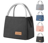 Aiuuee Borsa Termica Porta Pranzo, 8L Borsa Frigo Piccola Pranzo Ufficio, Riutilizzabile Borsa Pranzo per Adulti e Bambini, Borsetta Termica per Scuole, Uffici, Lavoro(Nero)