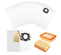 Aiuuee Kit 10 Sacchetti con 2 Filtro Sacchetti per Karcher WD4 WD5 WD6 MV4 MV5 MV6, Sacchetti KFI 487 e Filtro per Kärcher WD5, Kit di Accessori per Kärcher 2.863-006.0 Ricambi