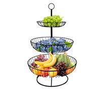Aiuuee Porta Frutta 3 Piani, Cestino Frutta Cucina in Metallo Nero Vintage, Porta Frutta da Tavolo a Piani, Cesto Portafrutta a Ripiani per Verdura Snack(30 x 48 cm, Nero)