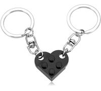 AIVEKE 2 pezzi Set di Portachiavi a Forma di Cuore per Coppie - Regalo Anniversario per Lei e Lui, Regalo Coppia Casa Nuova, Nero