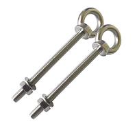 AIVOOF Bullone a occhiello a spalla, confezione da 2 bulloni a occhiello M8 in acciaio inossidabile da 10,2 cm, resistenti viti con ganci a occhiello con rondella e dadi per sollevare e fissare fili