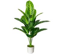 AIVORIUY Pianta Artificiale Grandi Piante Finta da Interno Esterno, Alberi Finte in Plastica Vaso Decorativa per Soggiorno Camera da Letto Cucina Balcone Ufficio Casa (80cm Banana a Righe)