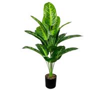 AIVORIUY Pianta Finte Interno Alberi Artificiali in Vaso Palma Piante Artificiali da Esterno Palme Soggiorno Decorazioni Camera da Letto Balcone Casa Ufficio Giardino (80cm Banana a Righe)