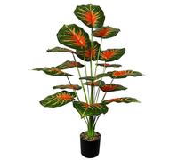 AIVORIUY Pianta Finte Interno Alberi Artificiali in Vaso Palma Piante Artificiali da Esterno Palme Soggiorno Decorazioni Camera da Letto Balcone Casa Ufficio Giardino (75cm Rossa Verde Palma)