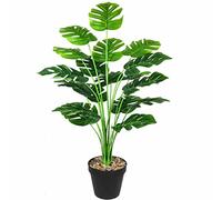 AIVORIUY Piante Artificiali da Interno Albero di Tartaruga Finta di Plastica con Foglie Verdi Faux Giungla Tropicale Monstera in Vaso per Casa Ufficio Esterno Giardino Decorazione (Verde)