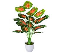 AIVORIUY Piante Finte da Interno Areca Palma Alberi in Vaso Piante Artificiali da Esterno Plastica Finta Pianta Foglia Soggiorno Decorazioni Camera da Letto Balcone (77cm Palme Rosse e Verdi)