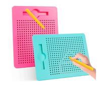 AIVORO 2 Pezzi Tavolo da Disegno Magnetico:Disegno con Piccole Palline Magnetiche in Acciaio per Bambini Tavolo da Disegno Magnetico Tavoletta Bambini Giocattolo Educativo (Rosa, Verde) (Pink Green)