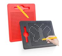 AIVORO 2 Pezzi Tavolo da Disegno Magnetico:Disegno con Piccole Palline Magnetiche in Acciaio per Bambini Tavolo da Disegno Magnetico Tavoletta Bambini Giocattolo Educativo (Rosa, Verde) (Red Black)