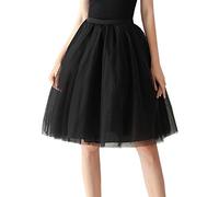 Aivtalk A Vita Alta A-Line Gonna di Tulle Sottoveste 50er Mini Costumi Danza Balletti Corto Retro Tutu One Size - Nero