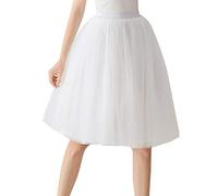 Aivtalk Donna Gonna Corto Retro Tutu A Vita Alta A-Line Gonna di Tulle Sottoveste 50er Mini-Gonna Costumi Danza Balletti Gonne One Size - Bianco