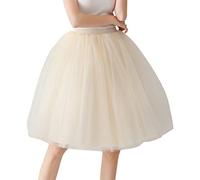Aivtalk Donna Gonna Corto Retro Tutu A Vita Alta A-Line Gonna di Tulle Sottoveste 50er Mini-Gonna Costumi Danza Balletti Gonne One Size - Champagne