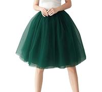 Aivtalk Gonna Corta Retro Tutu A Vita Alta A-Line di Tulle Sottoveste 50er Mini Costumi Danza One Size - Verde Scuro