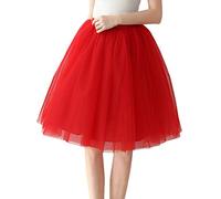 Aivtalk Retro Tutu A Vita Alta A-Line di Tulle Sottoveste 50er Mini-Gonna per Costumi Danza Balletti - Corto One Size - Rosso