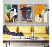 AIVYNA Moderni Figura Astratto Geometrico Tela Quadri Contemporaneo Arte Poster Stampa Volti Parete Arte Quadro Soggiorno Camera Casa Decorazioni Senza Cornice