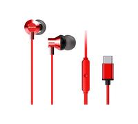 AIWA ESTM-50 - Driver 10 mm, USB-C, Microfono integrato, Ergonomia 30°, 16 Ohm AURICOLARI, Rosso