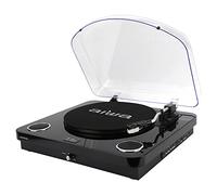 AIWA - GBTUR-120BKMKII Giradischi con Amplificatore e radio FM, 33-45-78 giri, Ritorno Automatico, Speaker 2x5W RMS, Bluetooth 5.0-10 m, Player USB/SD Card, Alimentazione Adapter, Colore Nero