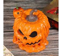Aiwdeyi Ciotola in Resina a Forma di Zucca con Coperchio Forniture per Feste di Halloween Porta Caramelle di Grande capacità e Display Decorativo Ciotola per Zucca in Resina di Halloween