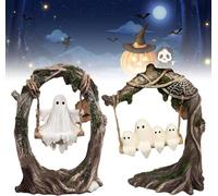 Aiwdeyi Ghost On A Tree Swing, Swinging Shadows, Funny Ghost Tree Swing Decor, Cute Spooky Halloween Decor, Swing Ghost Home Decoration，for Desktop Bookshelf Garden Patio Lawn Halloween