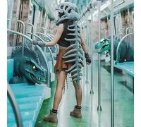 Aiwdeyi Halloween Costumes,Realistic Dinosaur Skeleton Costume Set,Halloween Outfits,Dinosaur Skull Headpiece And Spine Costume For Adult Cosplay，Realistic Skeleton Outfit with Skull 75/115cm