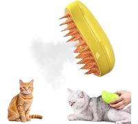 AIWEIYER Spazzola per gatti 3 in 1 Steamy - Spazzola autopulente per gatti, spazzola multifunzione per la toelettatura dei gatti, pettine per la rimozione dei peli degli animali domestici (giallo)