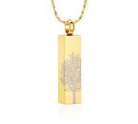 AIWENXI Albero della Vita Cenazione Monumento Urna Pendente Verticale Bar Cenere Urna Collane per Uomini Donne Acciaio Inox Memoriale Cenere Titolare Ciondolo Gioielli, Acciaio inossidabile