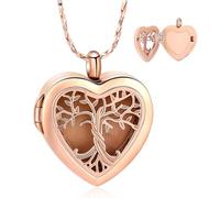 AIWENXI Albero della Vita Cenere Collane per Uomini Donne Vetro Cuore Cremazione Monumento Portacenere Collane In Acciaio Inox Ricordi Gioielli per Pet Cenere Ciondolo, Acciaio inossidabile