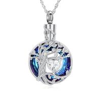 AIWENXI Albero della vita, collana con urna per cenere, mini cuore, pietra portafortuna, memoriale, cenere, ciondolo a forma di urna, per uomini e donne, in acciaio inox, ceneri ricordi, collane