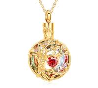 AIWENXI Albero della vita, collana con urna per cenere, mini cuore, pietra portafortuna, memoriale, cenere, ciondolo a forma di urna, per uomini e donne, in acciaio inox, ceneri ricordi, collane