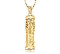 AIWENXI Albero della vita cremazione gioielli cristallo cilindro cenere collane per uomini donne in acciaio inox titolare di cenere ricordi dell'animale domestico collane