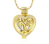 AIWENXI Albero della vita gioielli cremazione per cenere cuore urna collane per uomini donne in acciaio inox cuore cava cenere pendente ricordo collane, Acciaio inossidabile