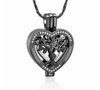 AIWENXI Albero della vita gioielli cremazione per cenere cuore urna collane per uomini donne in acciaio inox cuore cava cenere pendente ricordo collane, Acciaio inossidabile