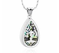 AIWENXI Albero della Vita Monumento Creazione Gioielli Abalone Shell Gocce D'acqua Urna Collane per Cenere Acciaio Inossidabile Ciondolo Promemoria per Uomini Donne