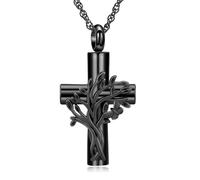 AIWENXI Albero della Vita Urna Collane per Ceneri Croce Cremazione Monumento Cenere Ciondolo Collane In Acciaio Inox Animale/Memoriali Gioielli per Uomini Donne, Acciaio inossidabile