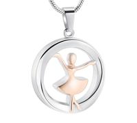 AIWENXI Ballerina Urna Collane per ceneri Creativo Creativo Creativo Memoriale Cenere Ciondolo in Acciaio Inossidabile Balletto Amanti Promemoria Catena Memoriale Ciondolo per Uomo Donna, Acciaio