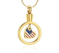 AIWENXI Bandiera americana Cenere Collane per uomini donne anello rotondo cremazione gioielli per cenere in acciaio inox animale domestico commemorativo cenere pendente ricordi regali ciondolo