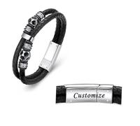 AIWENXI Bracciale con urna per cenere, per uomini, in acciaio inox, in pelle PU, cenere, per animali domestici, ricordi, ceneri, 1.57, Senza Gemstone