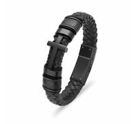 AIWENXI Bracciale in pelle con ciondolo a forma di croce, per cenere, in acciaio inox, per cenere, per uomini e donne