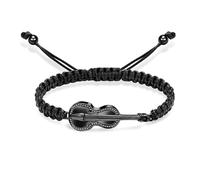 AIWENXI Braccialetto a Forma di Chitarra per Amanti della Musica, Bracciale Urna per Chitarra in Acciaio Inox, Intrecciato con Corda, per Uomo e Donna, Gioiello per la Cremazione, 1.57, Gomma, Non