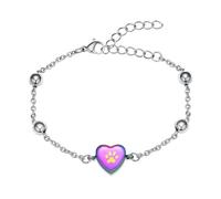 AIWENXI Braccialetto per ceneri con zampe di cane, per uomini e donne, a forma di cuore, gioiello commemorativo per animali domestici
