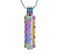 AIWENXI Cane zampe cremazione gioielli per ceneri cilindro commemorativo cenere collane per uomini donne in acciaio inox cane/gatto promemoria ciondolo, Acciaio inossidabile
