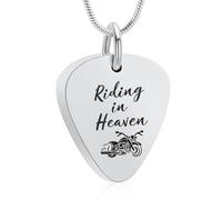 AIWENXI Chitarra Pick Urna Collane per Ceneri Moto Cremazione Memoriale Cenere Collane per Uomini Donne Acciaio Inossidabile Pet Promemoria Ciondolo, Acciaio inossidabile