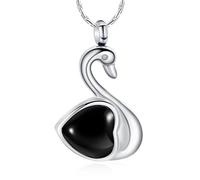 AIWENXI Cigno cremazione gioielli per cenere cuore pietra portafortuna ceneri collane per uomini donne in acciaio inox commemorativo cenere pendente ricordi collane, Acciaio inossidabile