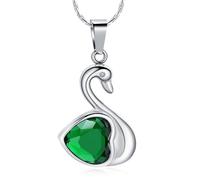 AIWENXI Cigno cremazione gioielli per cenere cuore pietra portafortuna ceneri collane per uomini donne in acciaio inox commemorativo cenere pendente ricordi collane, Acciaio inossidabile